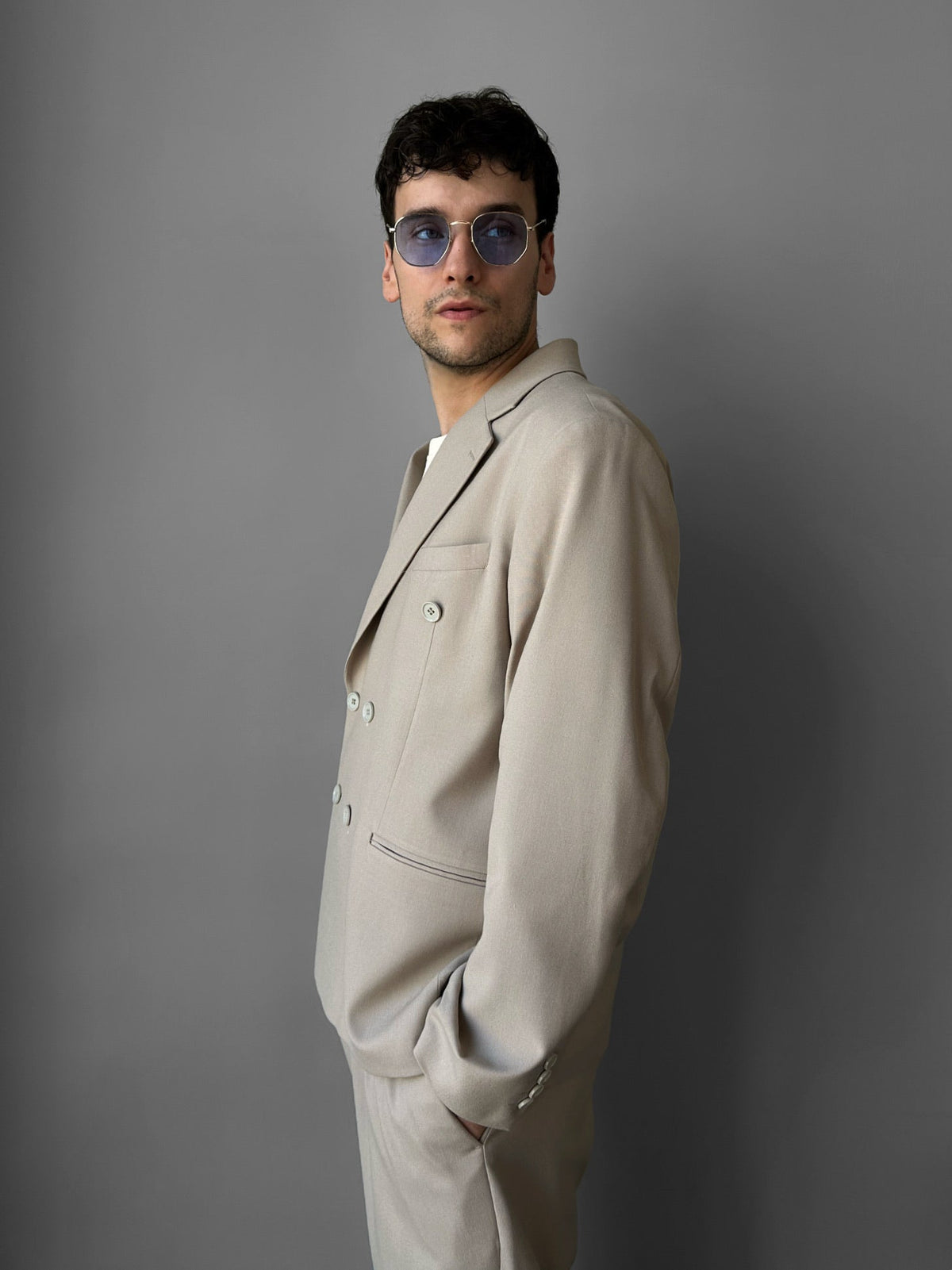 Pantalón de Corte Holgado - Beige