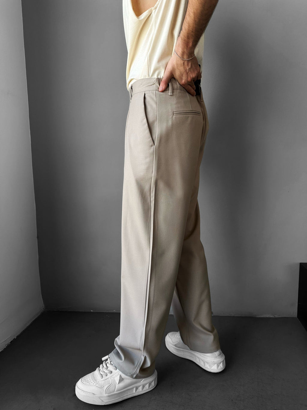 Pantalón de Corte Holgado - Beige
