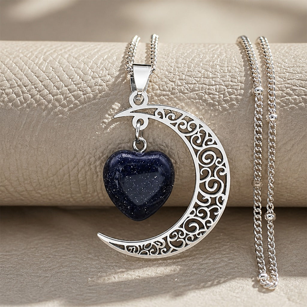 Collar Corazón Luna de Medianoche