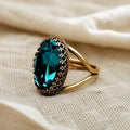 Anillo statement azul zafiro Celestial