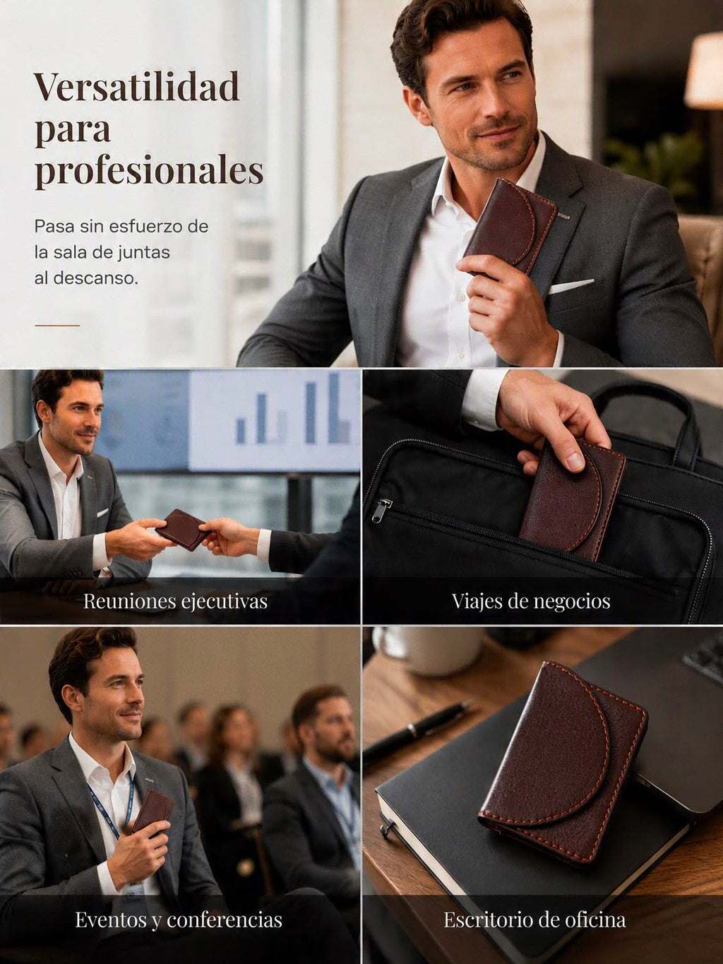Porta tarjetas Magnético de Cuero PU