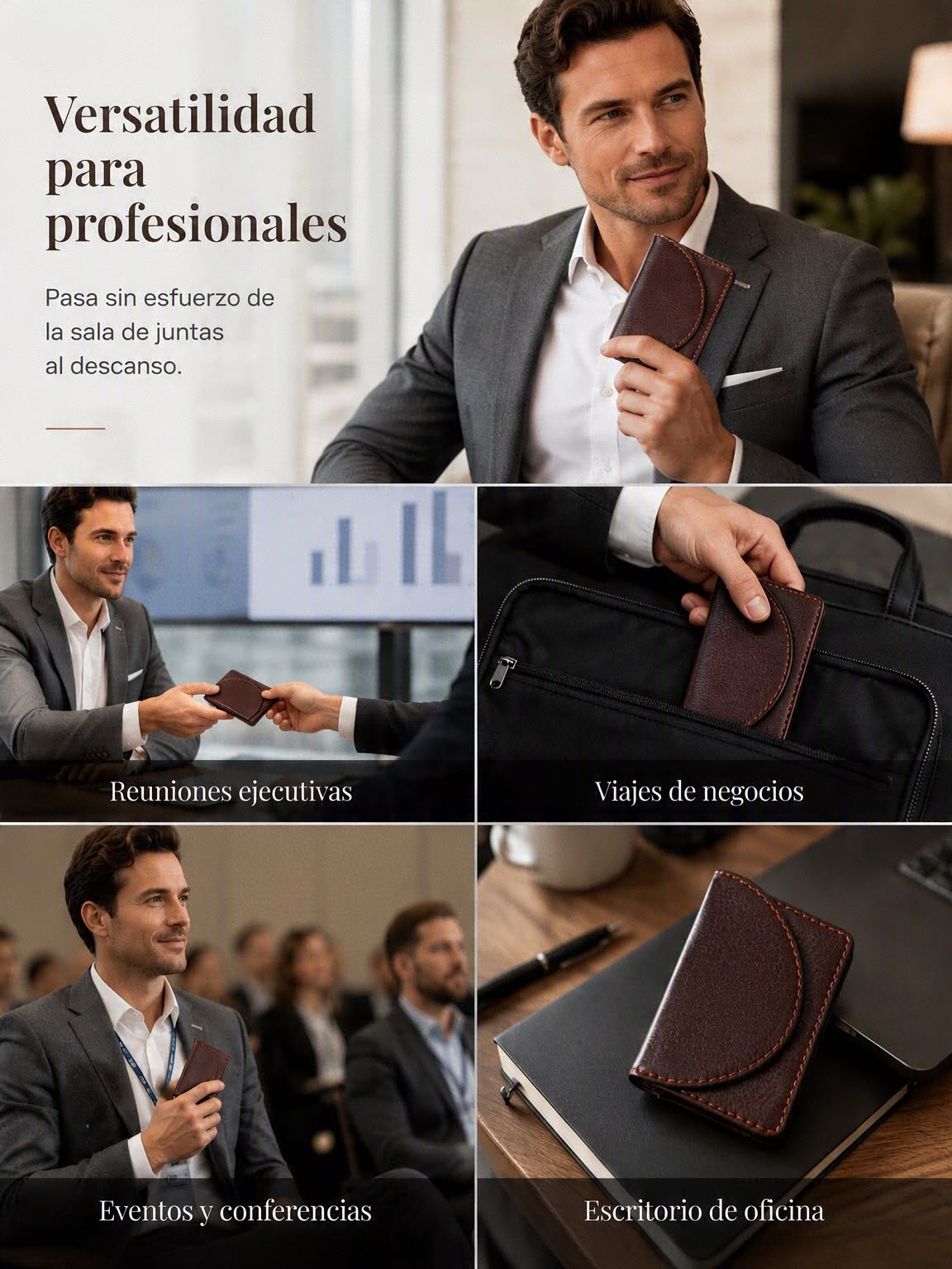 Porta tarjetas Magnético de Cuero PU