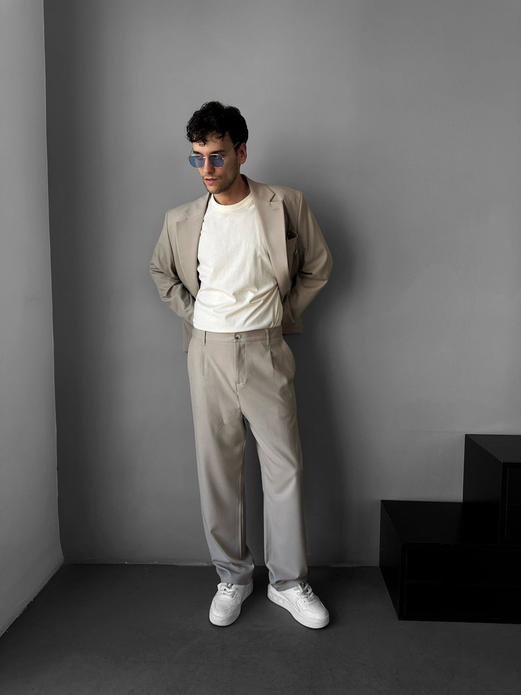 Pantalón de Corte Holgado - Beige