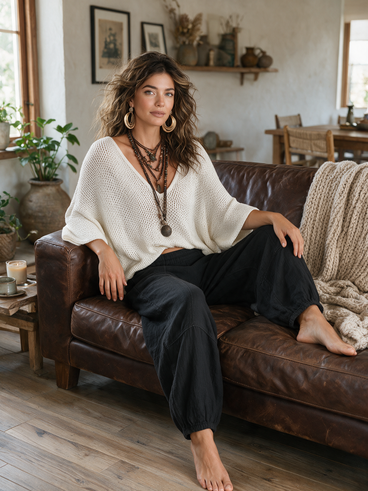 Conjunto Minimalista Ligero: Jersey de Manga Capa y Pantalón Harem