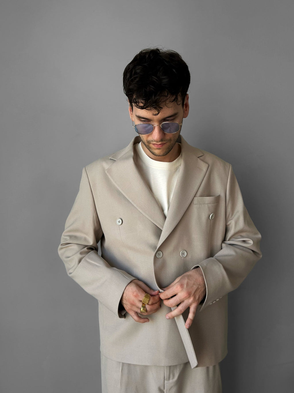 Pantalón de Corte Holgado - Beige