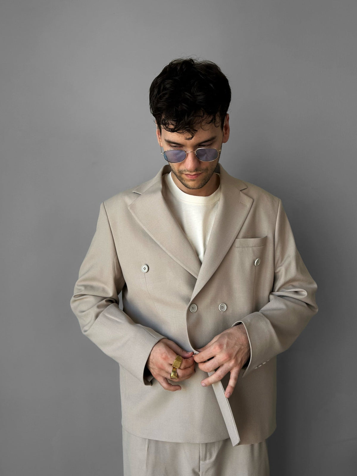 Pantalón de Corte Holgado - Beige