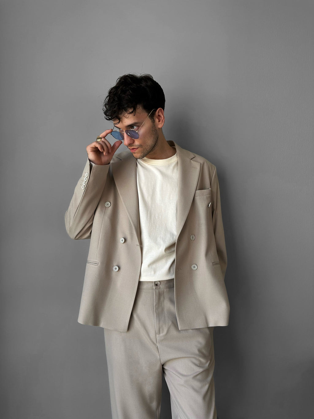 Pantalón de Corte Holgado - Beige