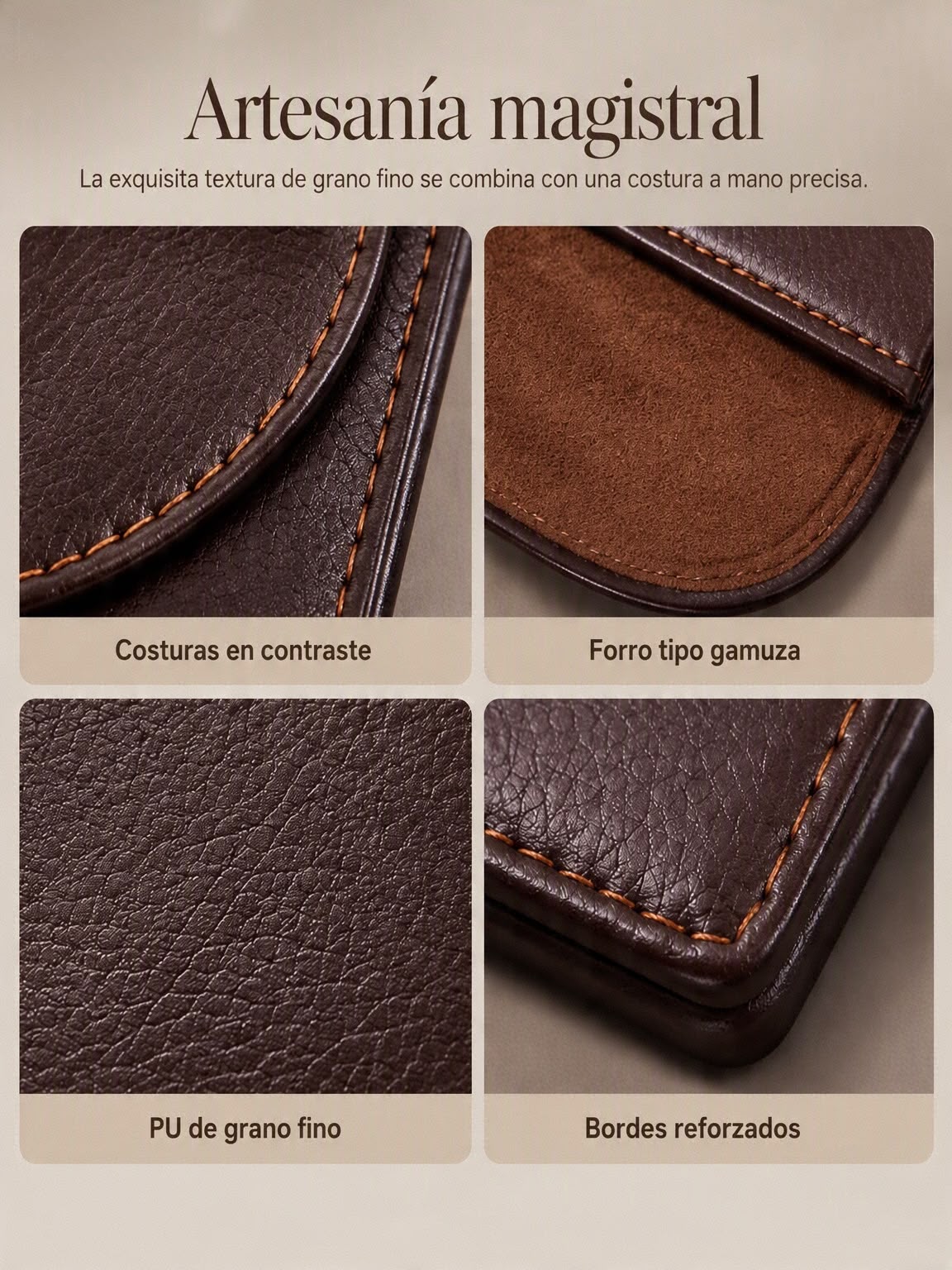 Porta tarjetas Magnético de Cuero PU
