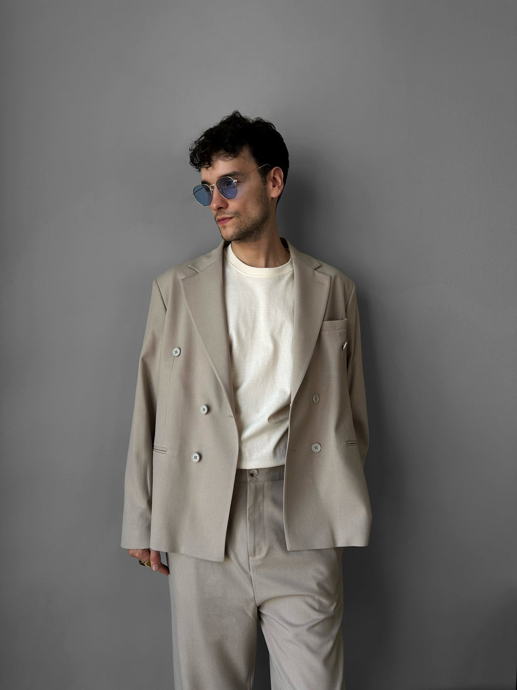 Pantalón de Corte Holgado - Beige