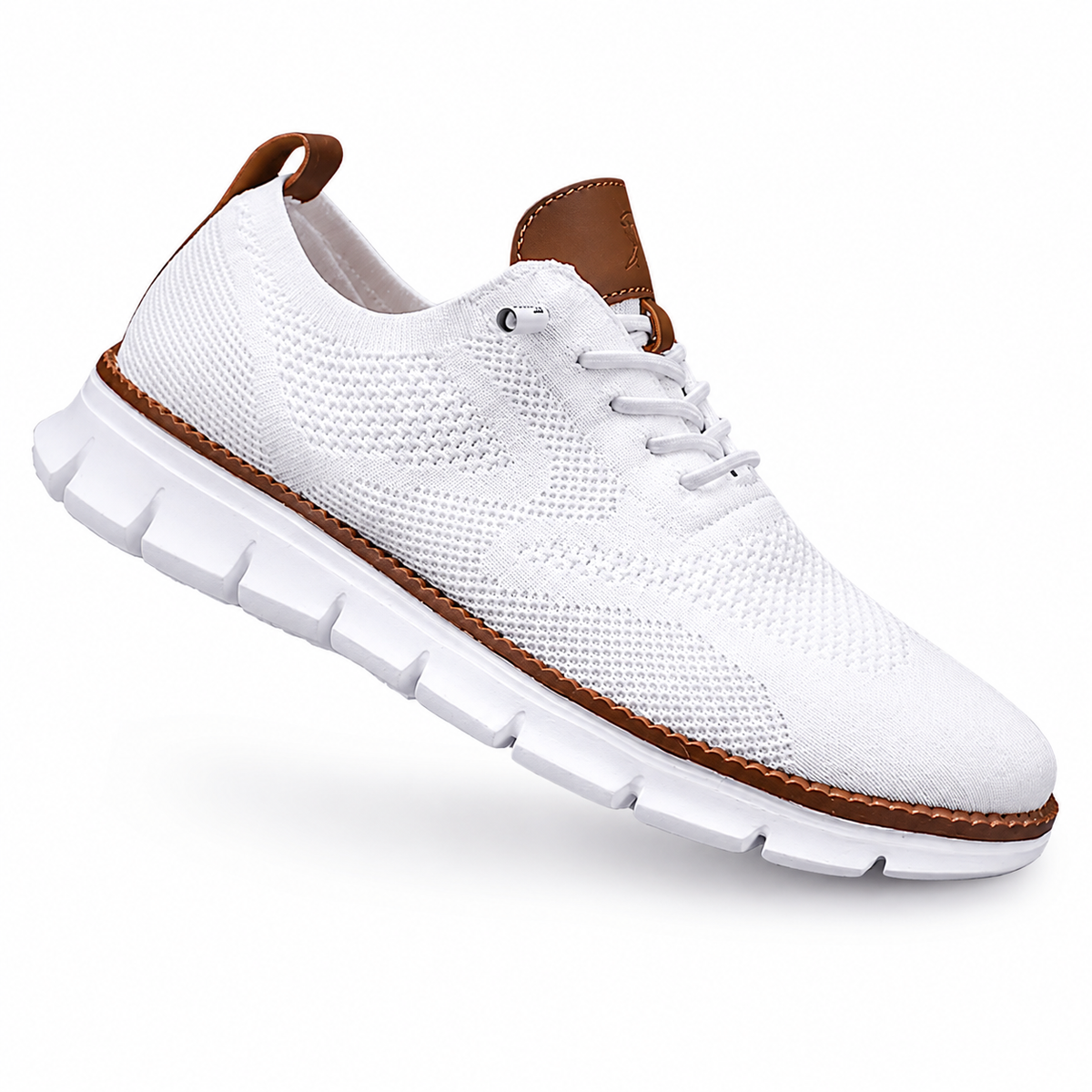 Leon | Zapatillas deportivas de malla de color beige con suela blanca