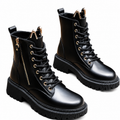 Anneliese | Botines negros de caña alta con cremallera lateral