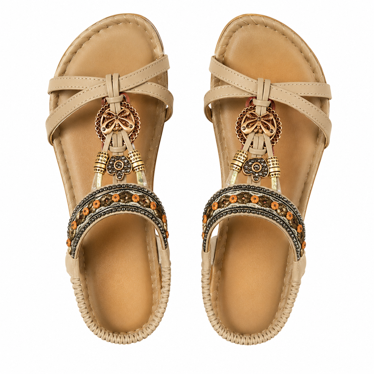 Simona | Sandalias planas con detalles decorativos