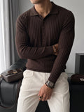 Suéter Polo de Punto Slim Fit - Marrón Oscuro