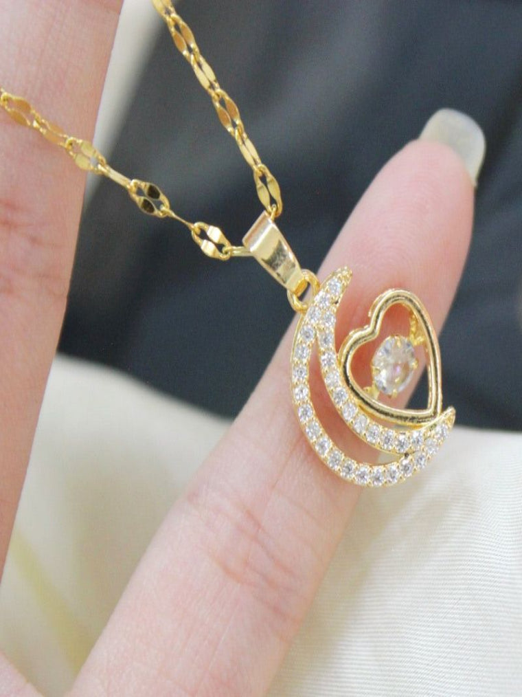 Collar de Corazón y Luna Creciente ✨