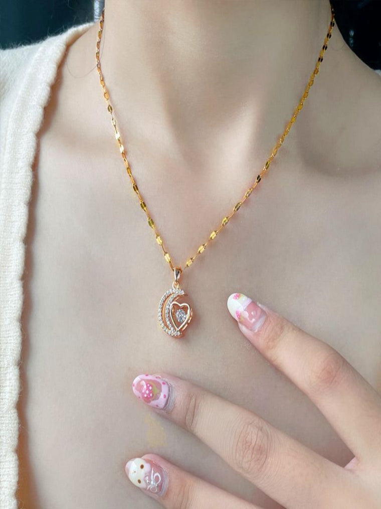 Collar de Corazón y Luna Creciente ✨