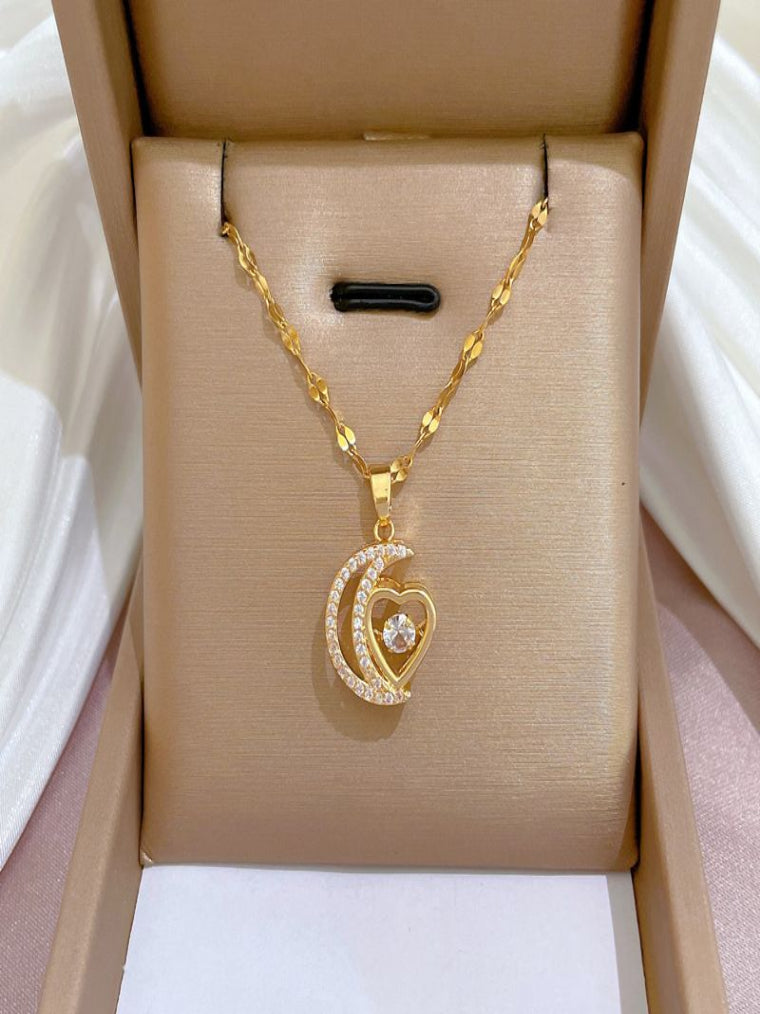 Collar de Corazón y Luna Creciente ✨