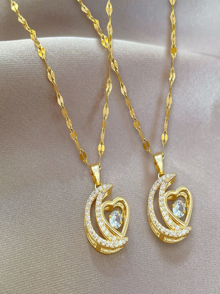 Collar de Corazón y Luna Creciente ✨