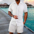 Conjunto casual de hombre: camisa de manga corta y pantalón corto, holgado y cómodo para la playa y el tiempo libre