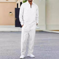 Conjunto de hombre de punto waffle: sudadera y pantalón de pierna recta