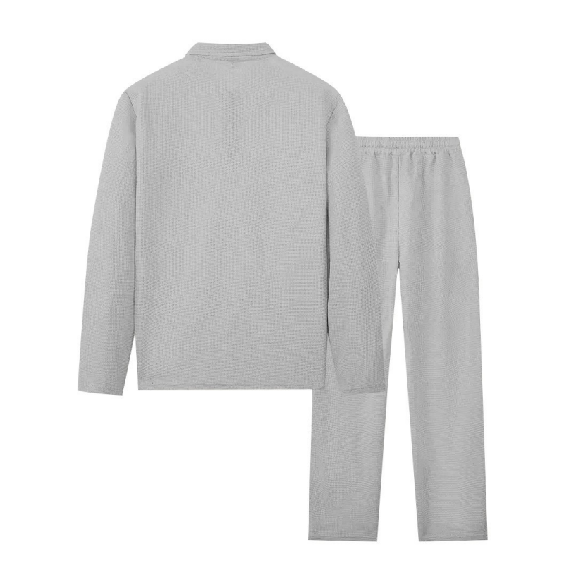 Conjunto de hombre de punto waffle: sudadera y pantalón de pierna recta