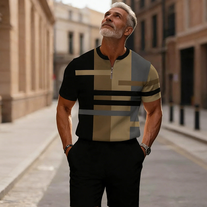 60 % DE DESCUENTO  Conjunto de hombre: camisa y pantalón corto con cremallera a media altura