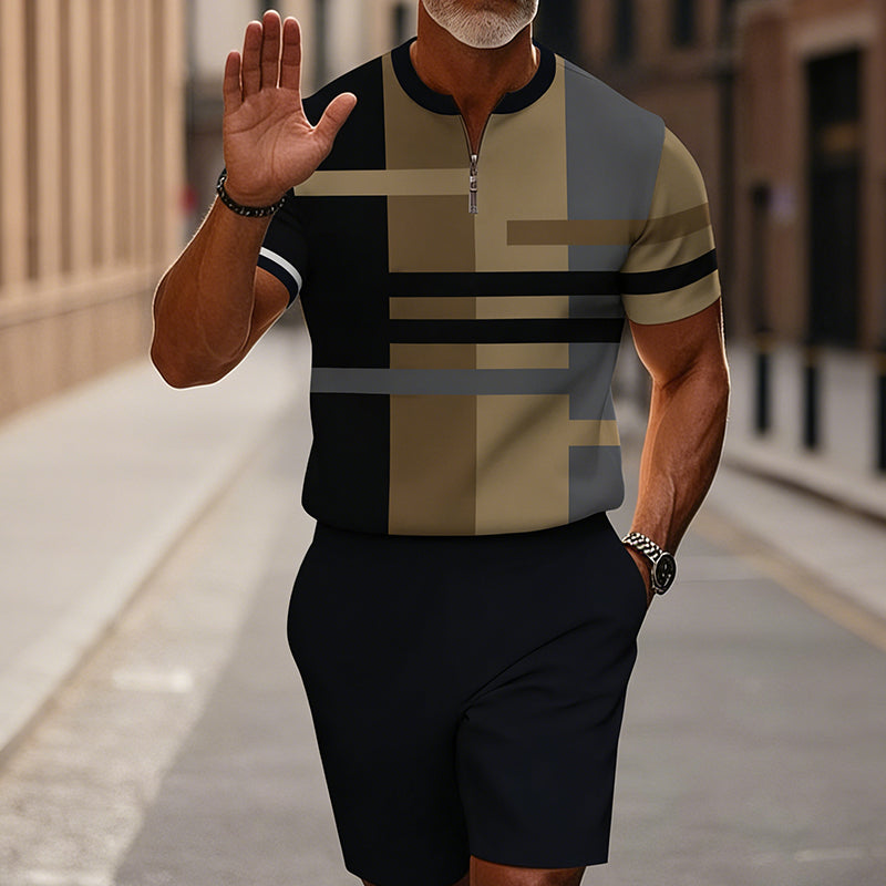 60 % DE DESCUENTO  Conjunto de hombre: camisa y pantalón corto con cremallera a media altura