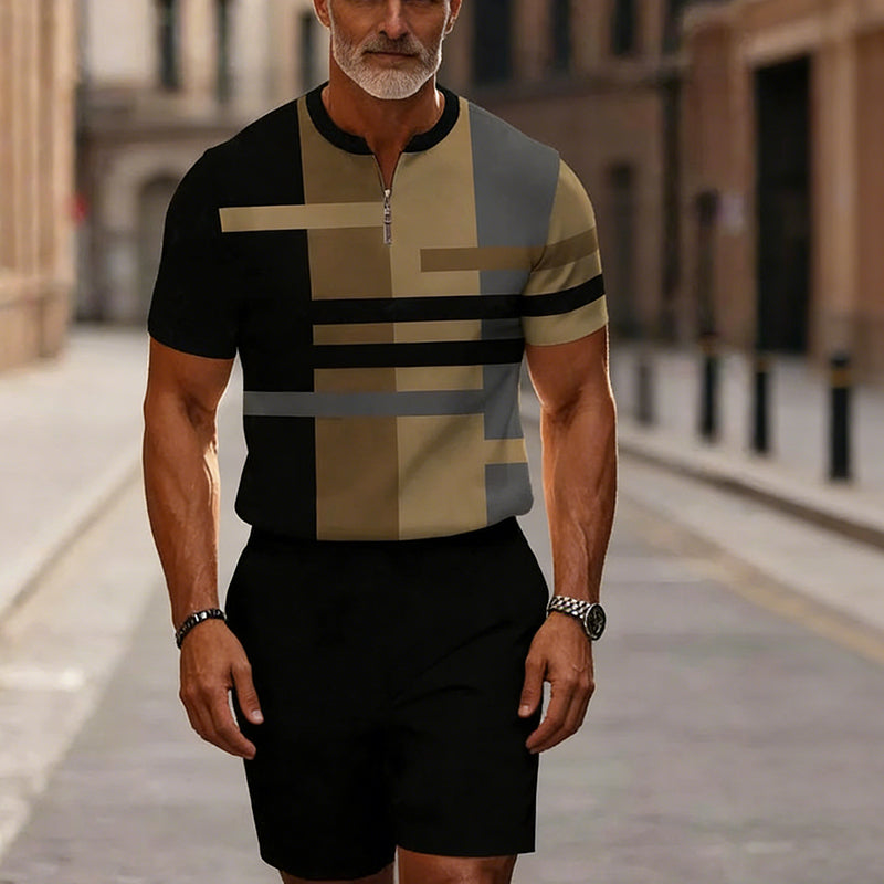 60 % DE DESCUENTO  Conjunto de hombre: camisa y pantalón corto con cremallera a media altura