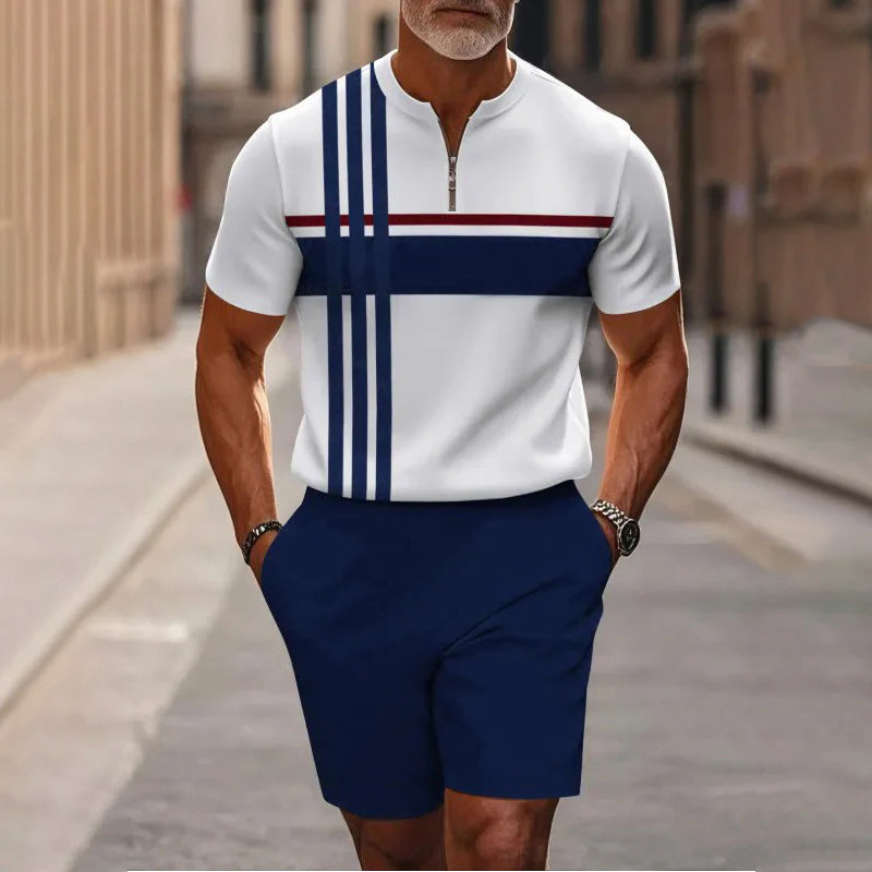 60 % DE DESCUENTO  Conjunto de hombre: camisa y pantalón corto con cremallera a media altura