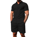 Conjunto casual  Dairon: camisa de manga corta y pantalón corto – ¡50 % DE DESCUENTO! Perfectamente coordinado, fresco, cómodo y veraniego.